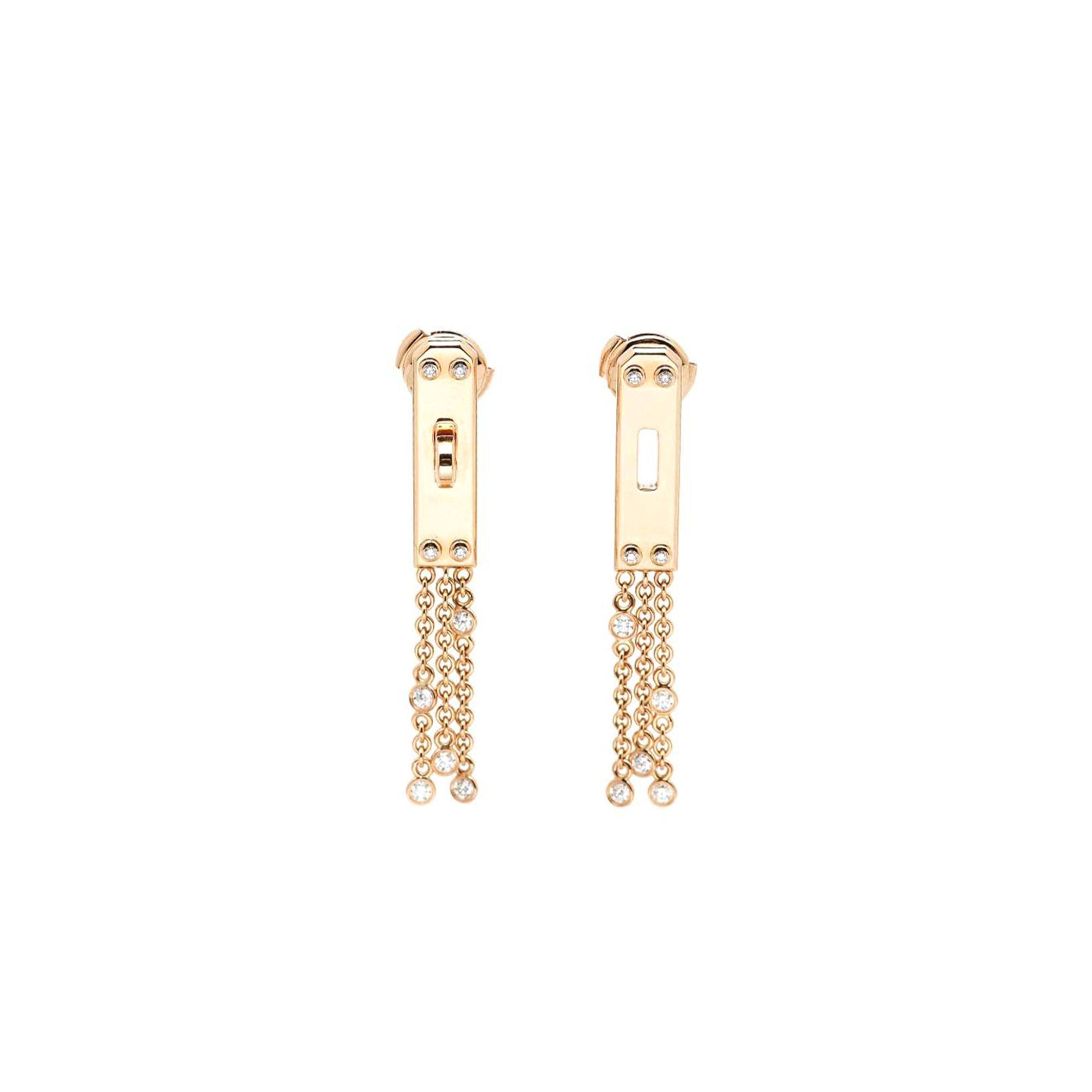 HERMÈS KELLY GAVROCHE DIAMONDS 18K ROSE GOLD EARRINGS 